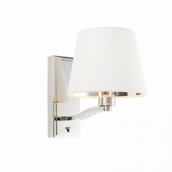 22683-001 Bright Nickel Wall Lamp with Vintage White Shade