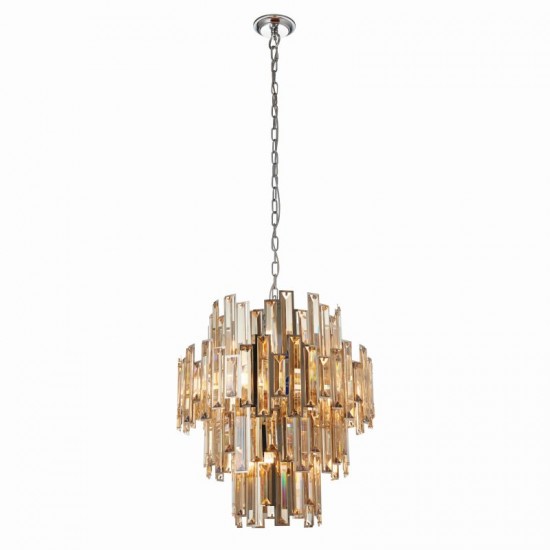 22787-001 Chrome 12 Light Pendant with Champagne Crystal