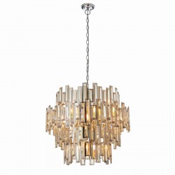 22788-001 Chrome 15 Light Pendant with Champagne Crystal 22788-001 Chrome 15 Light Pendant with Champagne Crystal