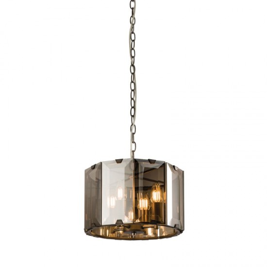 31789-001 Grey 4 Light Pendant with Smoked Cut Glasses