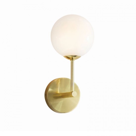 50794-001 Brushed Brass Wall Lamp with White Glass