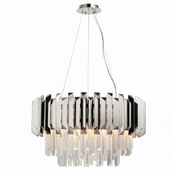 50882-001 Polished Nickel 6 Light Chandelier with Crystal