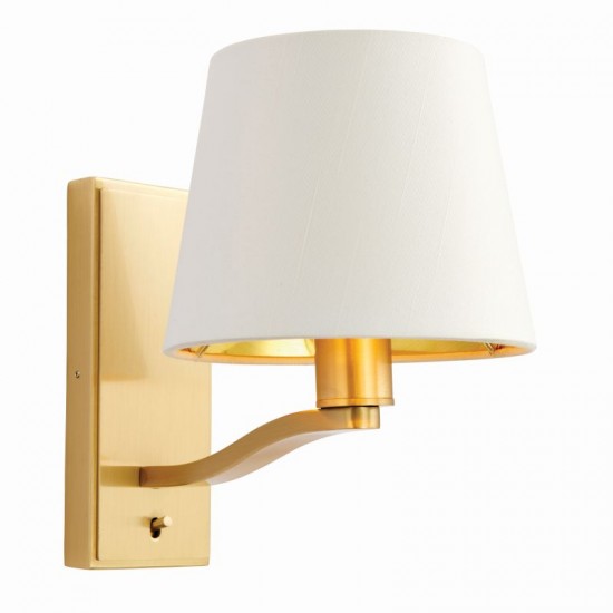 7296-001 Satin Gold Wall Lamp with Vintage White Shade