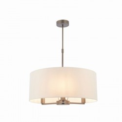 22534-001 Antique Bronze 3 Light Pendant with Faux Silk Shade