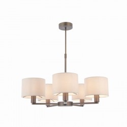 22536-001 Antique Bronze 5 Light Centre Fitting with Faux Silk Shades
