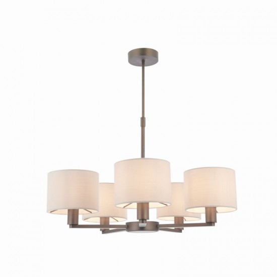 22536-001 Antique Bronze 5 Light Centre Fitting with Faux Silk Shades