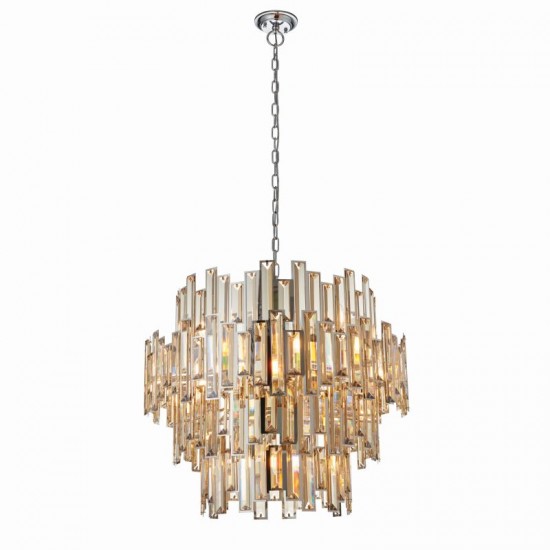 22788-001 Chrome 15 Light Pendant with Champagne Crystal