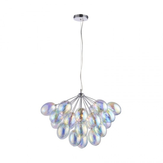 50889-001 Chrome 6 Light Centre Fitting with Multicolored Glasses