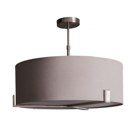 62407-001 Satin Nickel 3 Light Pendant with Slate Grey Shade