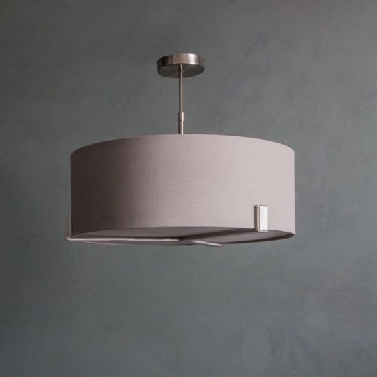 62407-001 Satin Nickel 3 Light Pendant with Slate Grey Shade