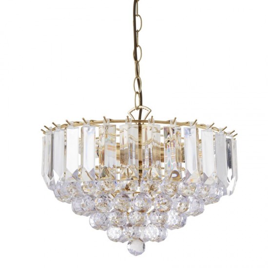1148-001 Brass 3 Light Pendant with Acrylic Detailing