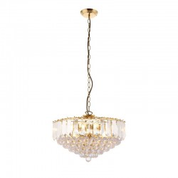 1149-001 Brass 6 Light Pendant with Acrylic Detailing