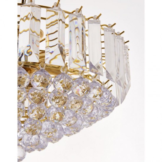 1149-001 Brass 6 Light Pendant with Acrylic Detailing