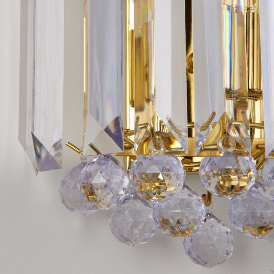 1150-001 Brass 2 Light Wall Lamp with Acrylic Detailing