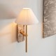 78819-001 Brown Marble & Vintage Brass Wall Lamp with Natural Linen