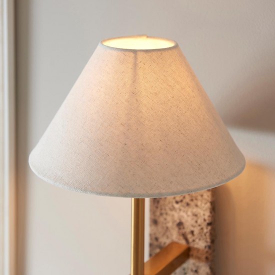 78819-001 Brown Marble & Vintage Brass Wall Lamp with Natural Linen