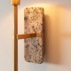 78819-001 Brown Marble & Vintage Brass Wall Lamp with Natural Linen