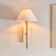 78820-001 Travertine Stone & Vintage Brass Wall Lamp with Natural Linen