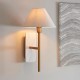 78821-001 White Marble & Vintage Brass Wall Lamp with Natural Linen