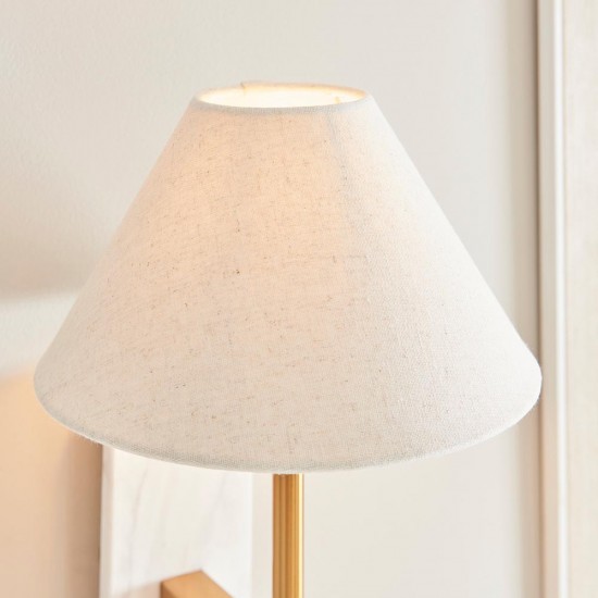 78821-001 White Marble & Vintage Brass Wall Lamp with Natural Linen