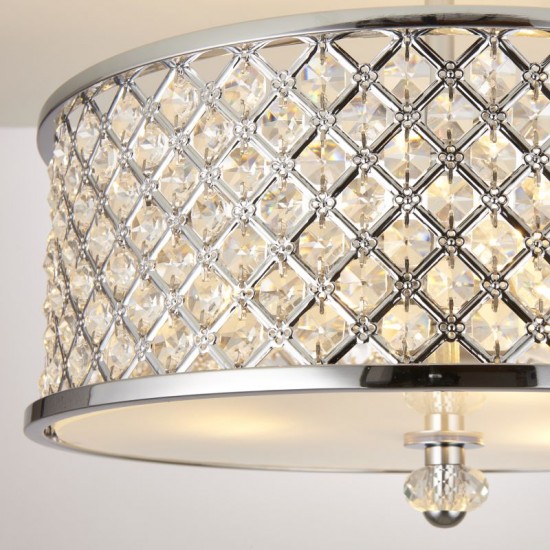 910-001 Chrome Semi-Flush with Glass Beads & Diffuser
