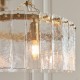 78770-001 Brushed Aged Brass 3 Light Pendant with Clear Textured Glass Panels