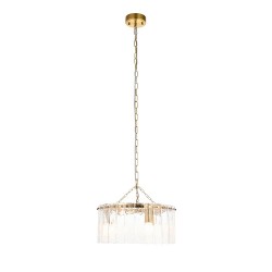 78770-001 Brushed Aged Brass 3 Light Pendant with Clear Textured Glass Panels