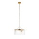 78770-001 Brushed Aged Brass 3 Light Pendant with Clear Textured Glass Panels