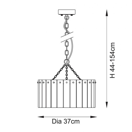78770-001 Brushed Aged Brass 3 Light Pendant with Clear Textured Glass Panels
