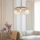 78771-001 Brushed Aged Brass 5 Light Pendant with Clear Textured Glass Panels