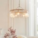 78771-001 Brushed Aged Brass 5 Light Pendant with Clear Textured Glass Panels