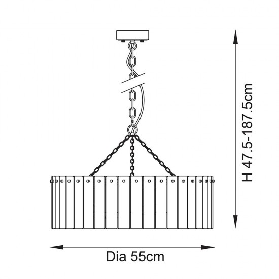 78771-001 Brushed Aged Brass 5 Light Pendant with Clear Textured Glass Panels