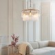 78772-001 Brushed Aged Brass 5 Light Pendant with Clear Textured Glass Panels