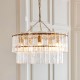 78772-001 Brushed Aged Brass 5 Light Pendant with Clear Textured Glass Panels