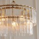 78772-001 Brushed Aged Brass 5 Light Pendant with Clear Textured Glass Panels
