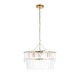 78772-001 Brushed Aged Brass 5 Light Pendant with Clear Textured Glass Panels