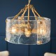 78780-001 Brushed Aged Brass 4 Light Pendant with Clear Textured Curved Glass