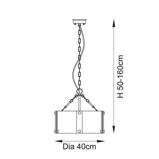 78780-001 Brushed Aged Brass 4 Light Pendant with Clear Textured Curved Glass