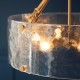 78781-001 Brushed Aged Brass 6 Light Pendant with Clear Textured Curved Glass