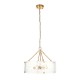 78781-001 Brushed Aged Brass 6 Light Pendant with Clear Textured Curved Glass