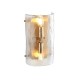 78788-001 Brushed Aged Brass 2 Light Wall Lamp with Clear Textured Curved Glass