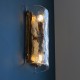 78788-001 Brushed Aged Brass 2 Light Wall Lamp with Clear Textured Curved Glass