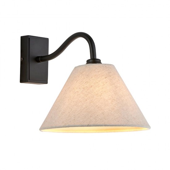78740-001 Matt Black Wall Lamp with Natural Linen Shade