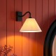 78740-001 Matt Black Wall Lamp with Natural Linen Shade