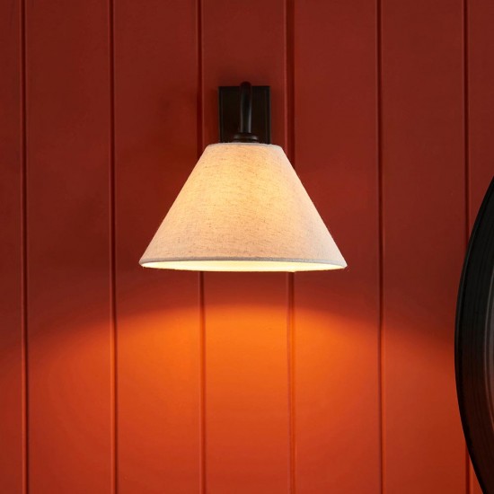 78740-001 Matt Black Wall Lamp with Natural Linen Shade