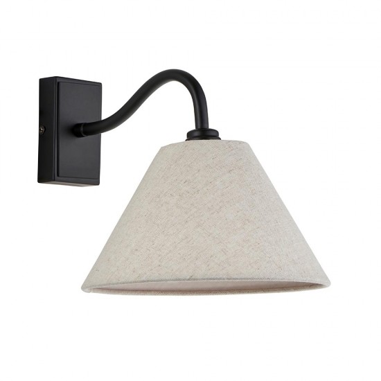 78740-001 Matt Black Wall Lamp with Natural Linen Shade