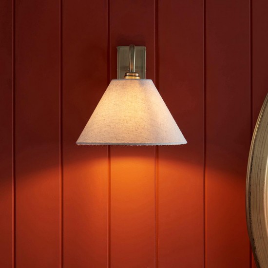 78741-001 Antique Brass Wall Lamp with Natural Linen Shade