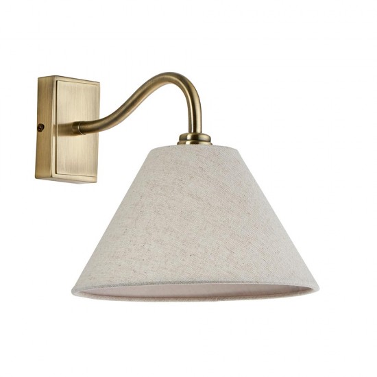 78741-001 Antique Brass Wall Lamp with Natural Linen Shade