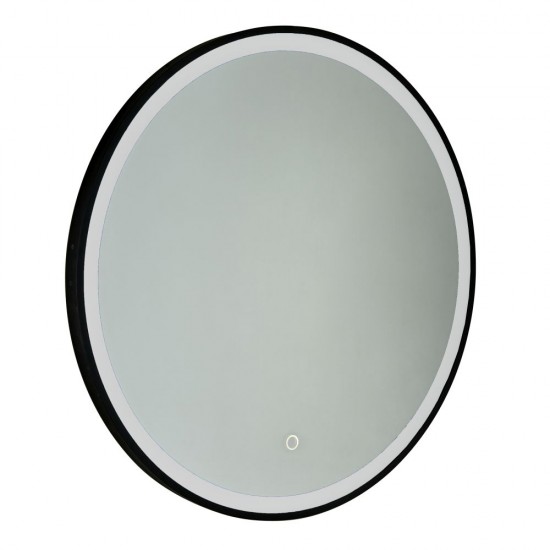 80024-001 Bathroom Black CCT Round Mirror with Hanger Strap