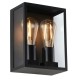80044-001 Outdoor Black Lantern Twin Wall Lamp